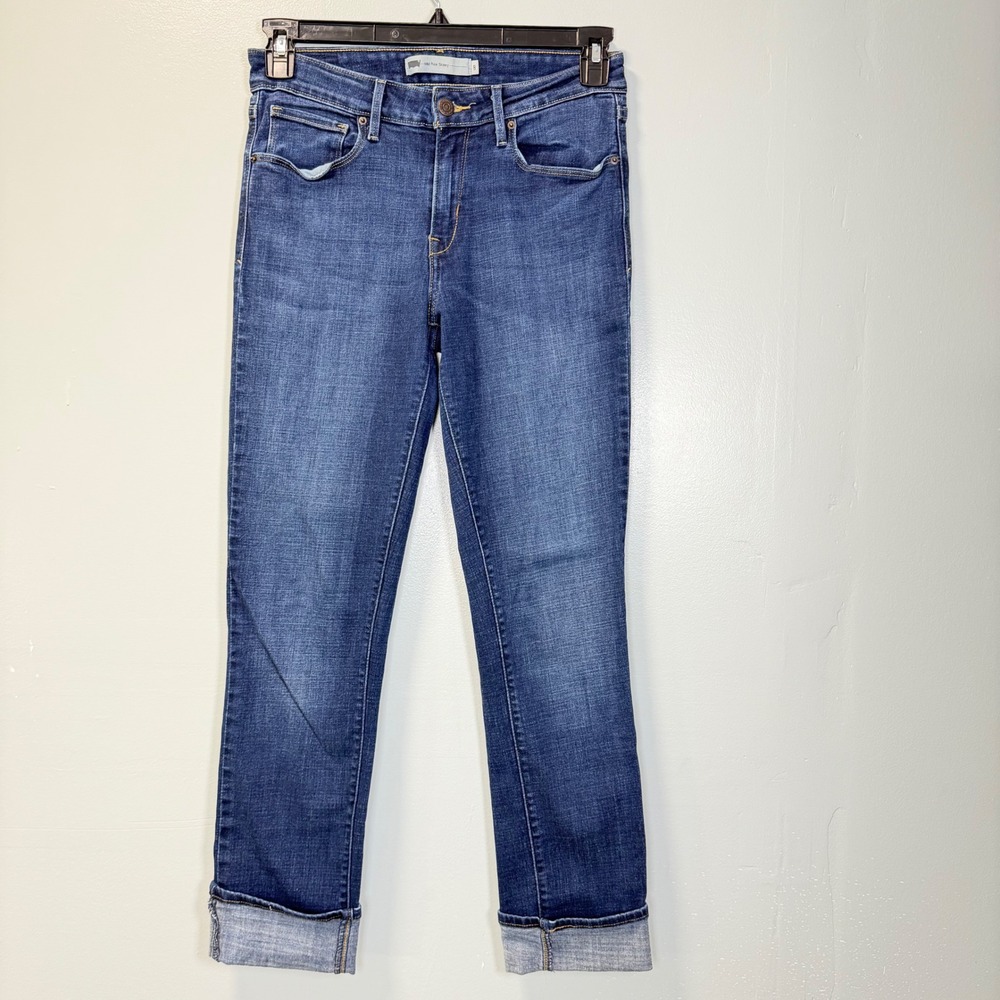 Levis‎ Mid Rise Skinny Jeans Womens 8 Medium Wash Blue Denim Stretch 28x29